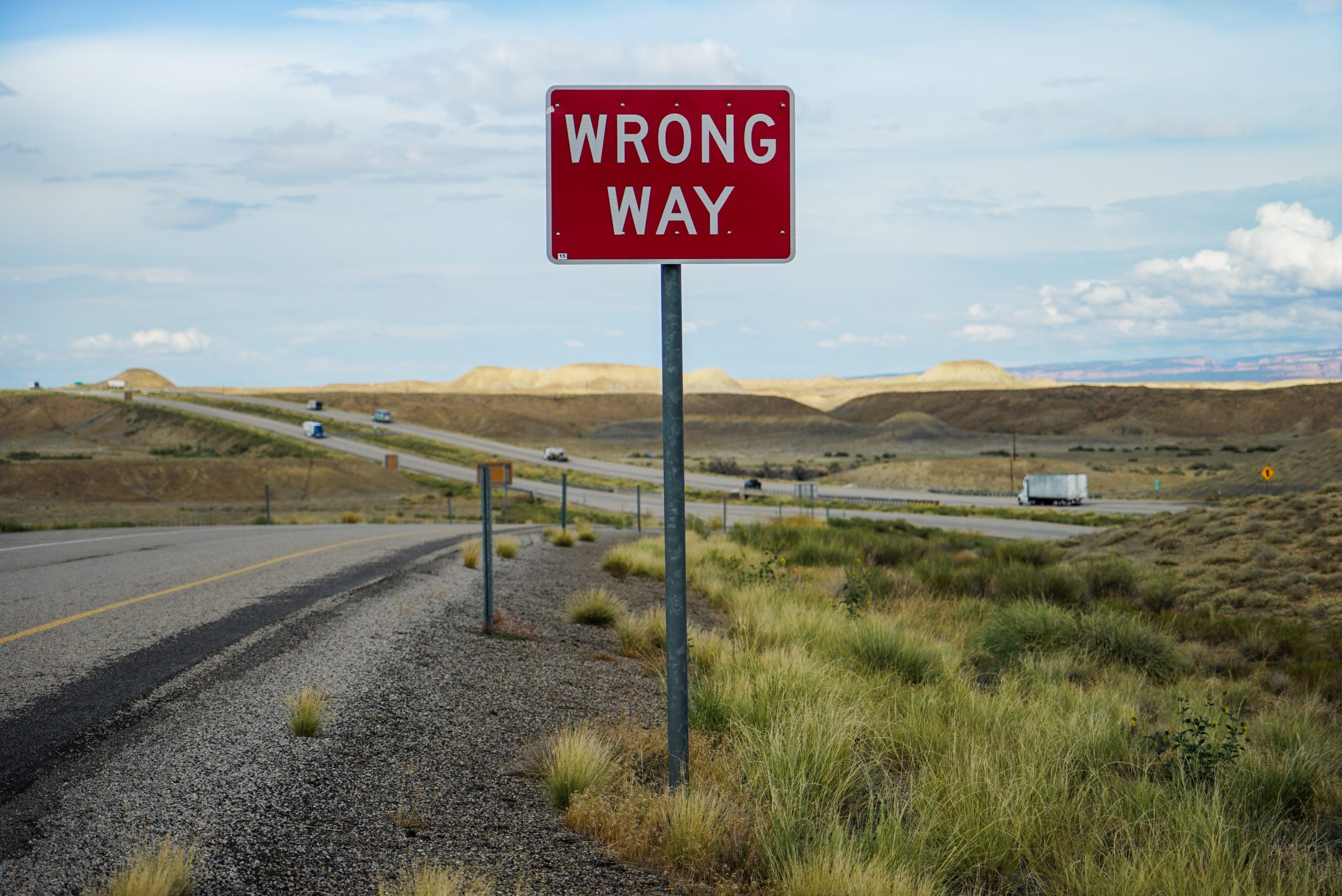 Wrong Way Road Sign